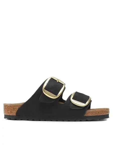 Шлепанцы Birkenstock из нубука с пряжкой черные
