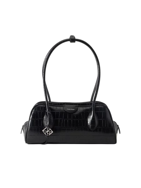 Calvin Klein Geantă Emblem Trio Croco Shoulder Bag negru