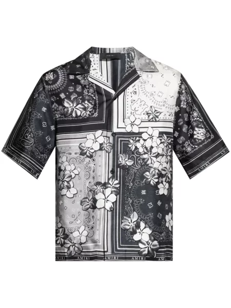 Cămașă Amiri de mătase cu model floral cu imagine negru