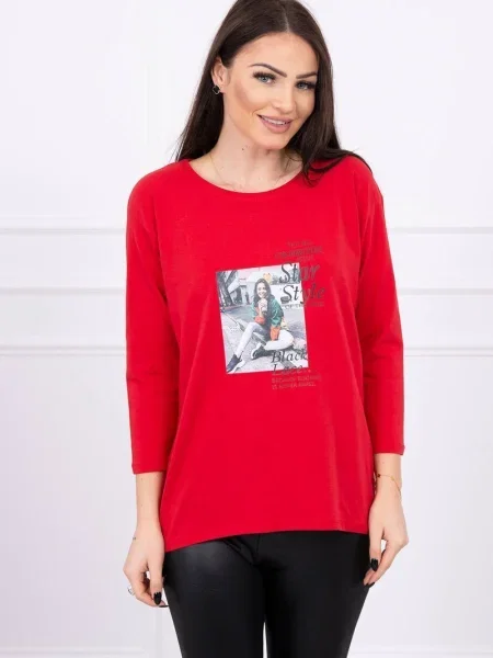 Bluză Kesi cu imagine roșu