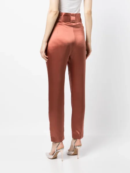 Svilene plisirane hlače Michelle Mason smeđa