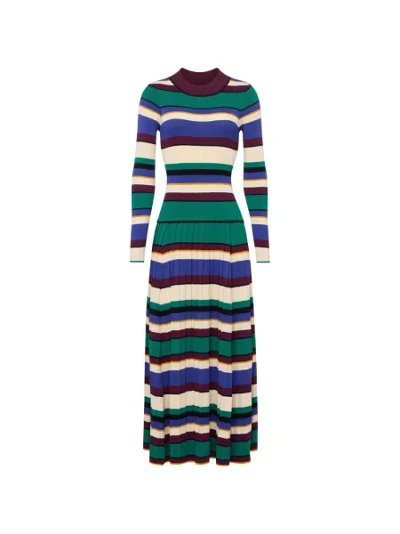 Dzianinowa sukienka maxi Simon Miller w paski garniturowa zielona