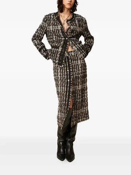 Bouclé fustă midi Twinset negru