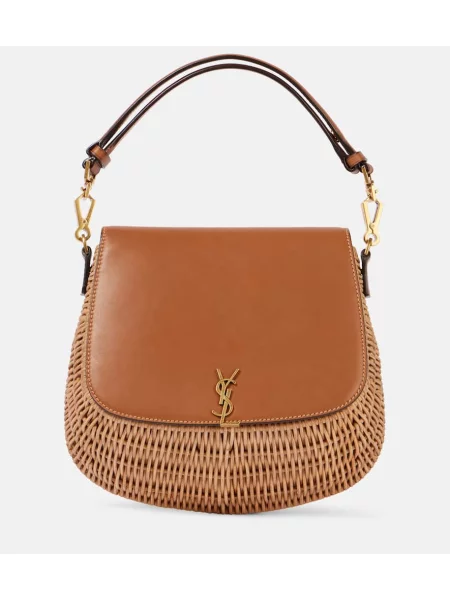 Geantă de plajă Saint Laurent din piele maro