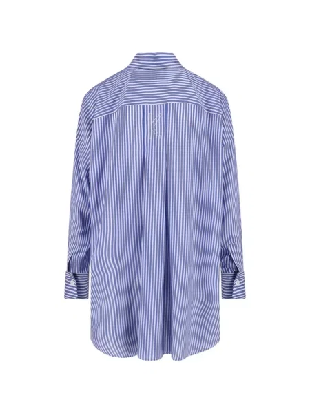 Cămașă cu dungi Kiton cu broderie albastru