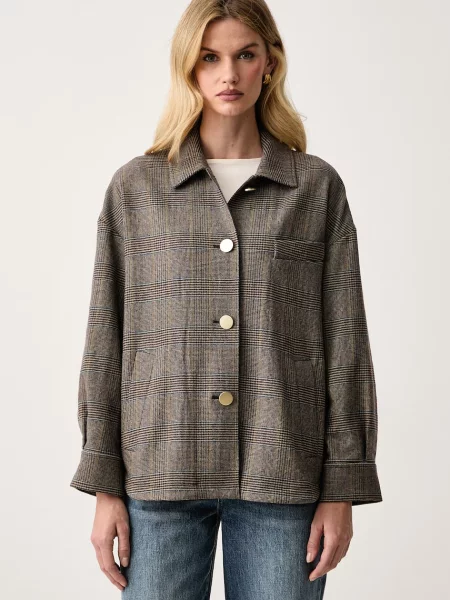 Armani Exchange geacă oversize pentru femei cu lână maro