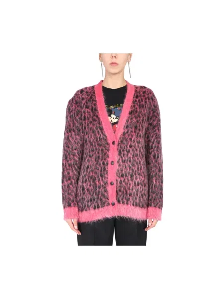 Sweter Saint Laurent skórzany różowy