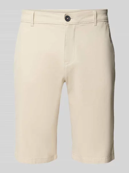 Szorty chinosy o kroju slim fit z mieszanki bawełny Tom Tailor beżowe