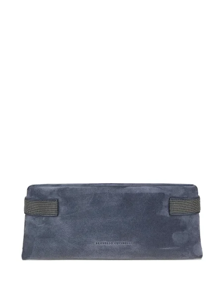 Geantă plic Brunello Cucinelli din piele de căprioară albastru