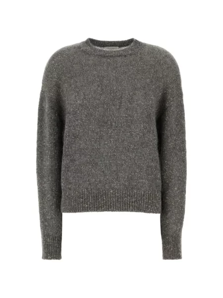 Pulover Brunello Cucinelli cu paiete tricotate gri