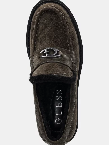 Замшевые мокасины Guess на платформе зеленые