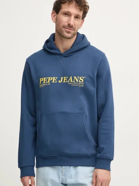 Hanorac cu glugă Pepe Jeans cu glugă albastru