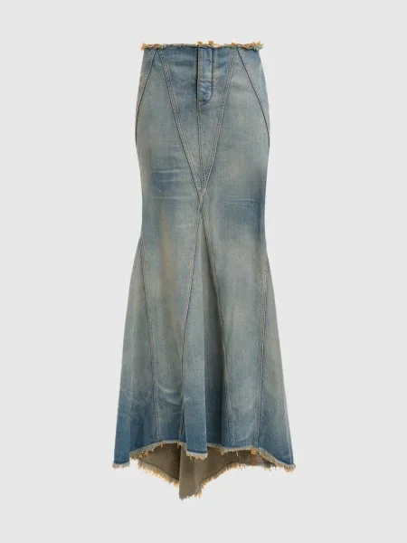 Спідниця максі з ефектом потертості Off-white блакитна