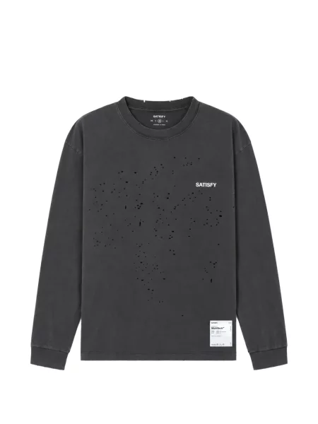 Lung tricou Satisfy zdrențuiți gri