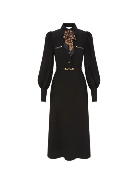 Cu centură rochie midi Zimmermann de mătase negru