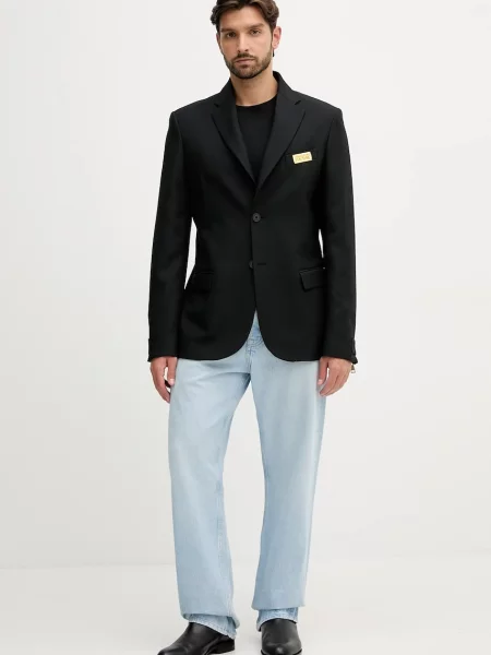 Versace Jeans Couture marynarka z dodatkiem wełny czarny