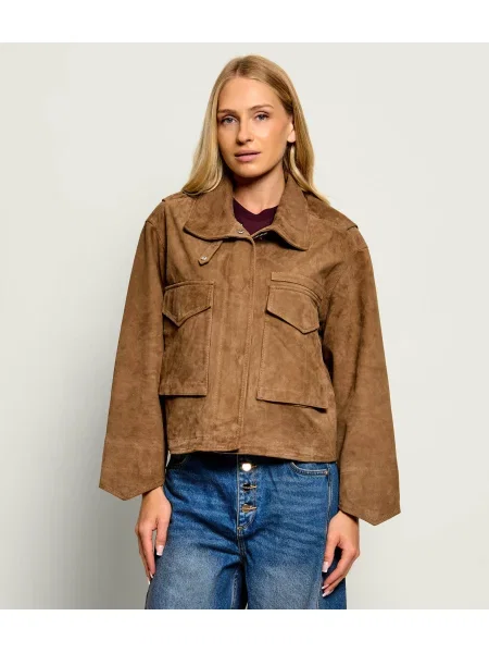 AllSaints Geacă Clay | Relaxed fit | piele întoarsă maro