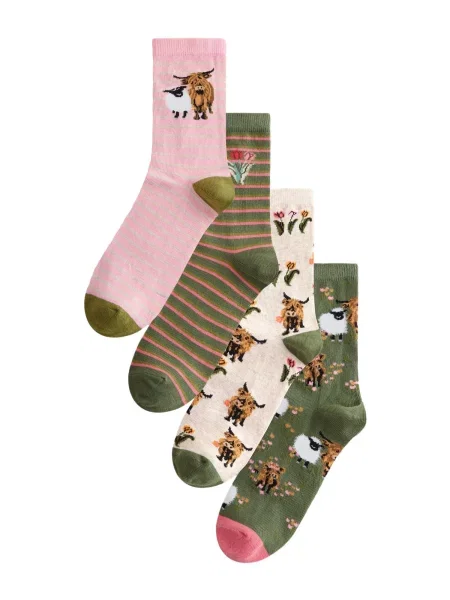 Next Șosete / verde închis / roz bej