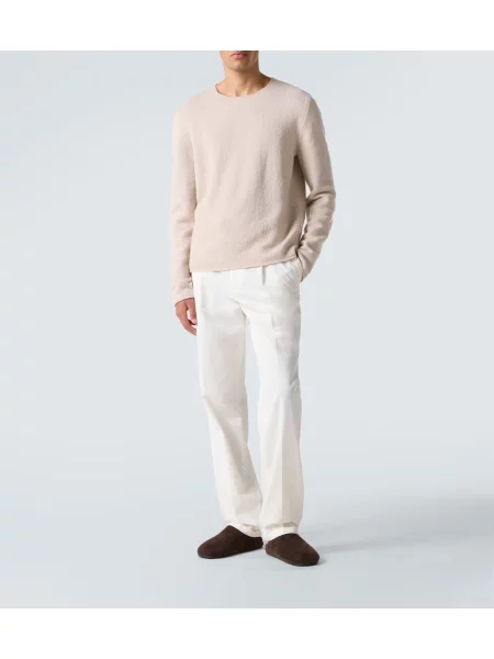Pantaloni The Row din cașmir alb