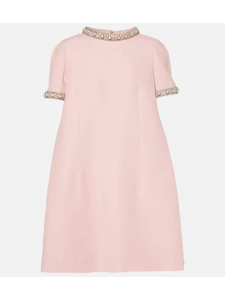 Rochie Valentino cu broderie din crep roz