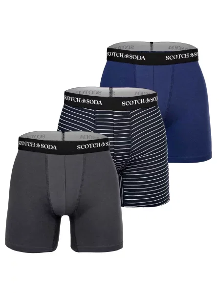 SCOTCH & SODA Boxerky tmavomodrá / tmavosivá / čierna biela