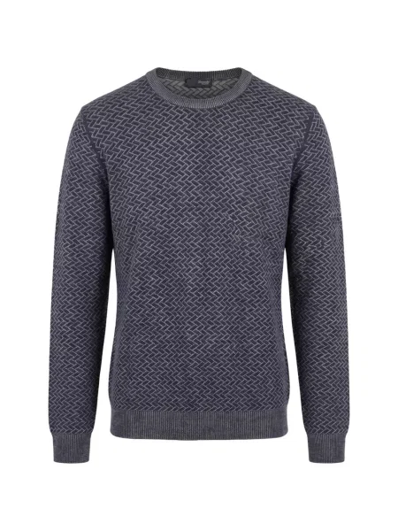 Sweter Drumohr z wełny merino w jodełkę niebieski
