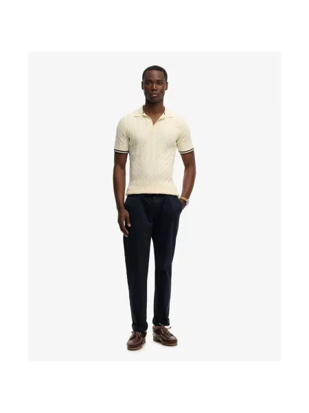 Polo o textured knit Superdry beżowa
