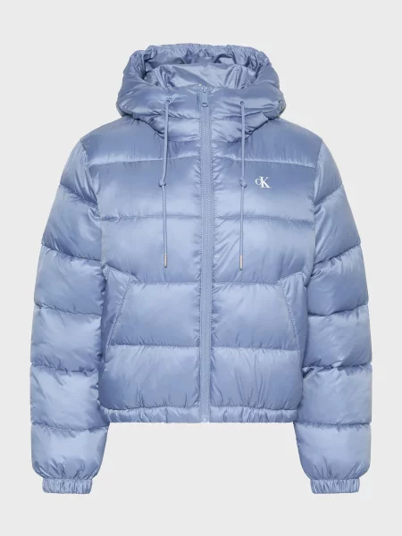 Коротка джинсова куртка Calvin Klein Jeans з лого блакитна