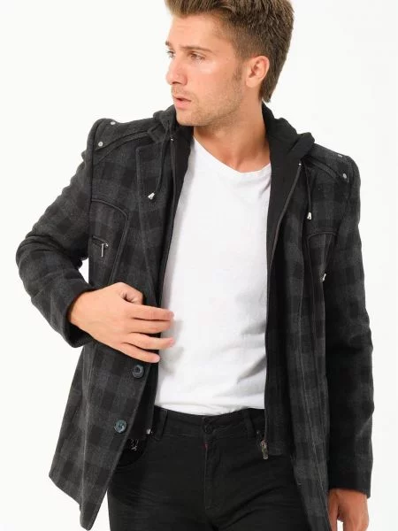 Plašč Dewberry s karirastim vzorcem črna