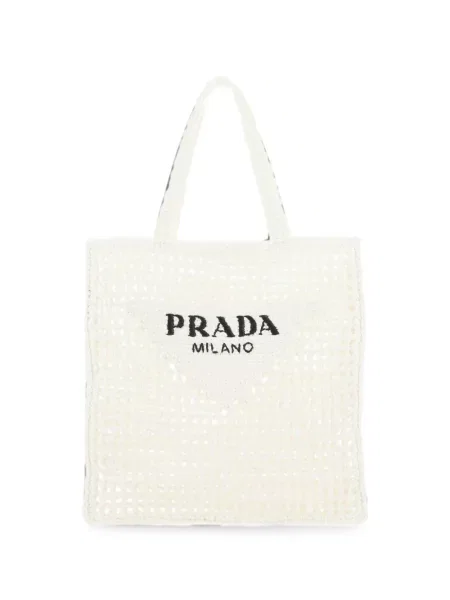 Geantă shopper Prada cu autograf alb