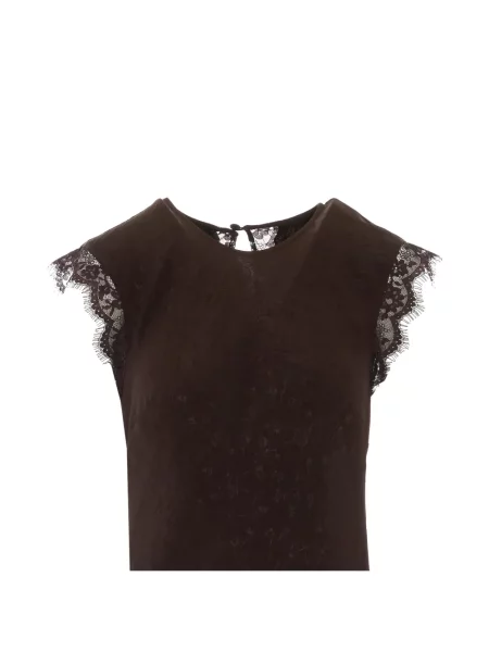 Sukienka maxi Pinko w kwiatki żakardowa brązowa
