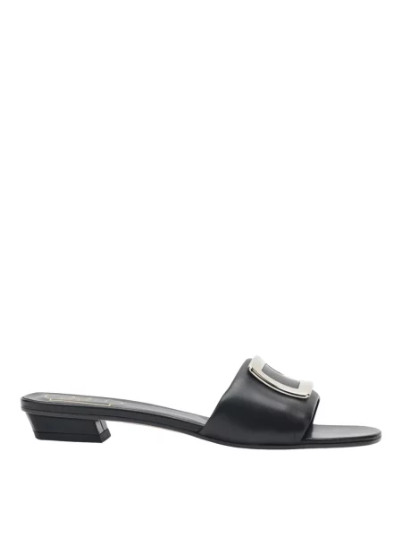 Klapki mules Roger Vivier skórzane czarne