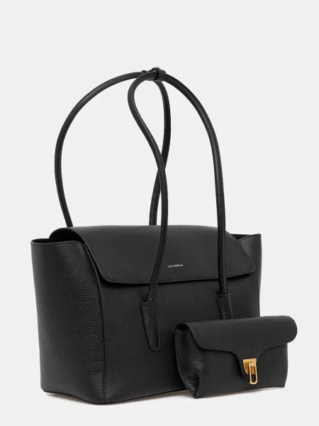 Coccinelle kabelka typu shopper dámska kožená DOUBLE BEAT čierna