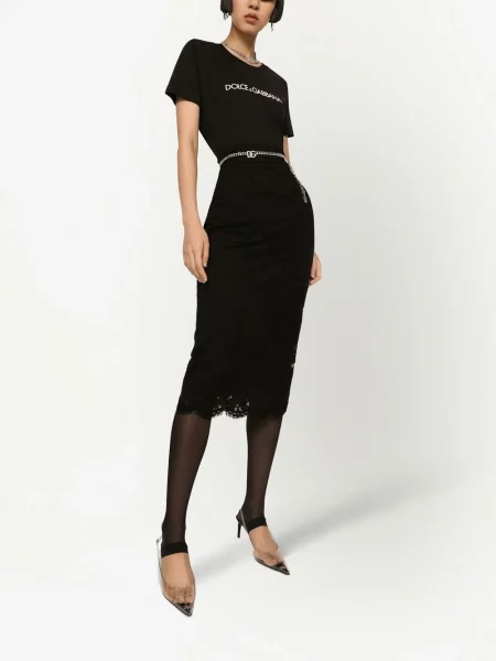 Nėriniuotas midi midi sijonas Dolce & Gabbana juoda