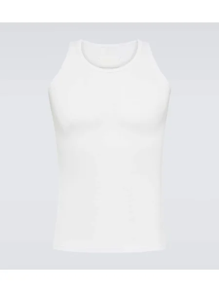 Svilena rebrasta srajca Maison Margiela bela