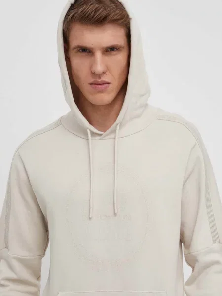 Суичър с качулка Ea7 Emporio Armani с качулка с апликация бежово