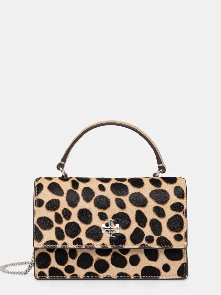 Tory Burch torebka skórzana Kira Haircalf Mini beżowy