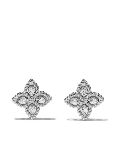 Cercei Roberto Coin cu model floral alb