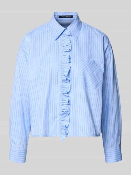 Bluzka koszulowa z falbanami i kieszenią na piersi Luisa Cerano