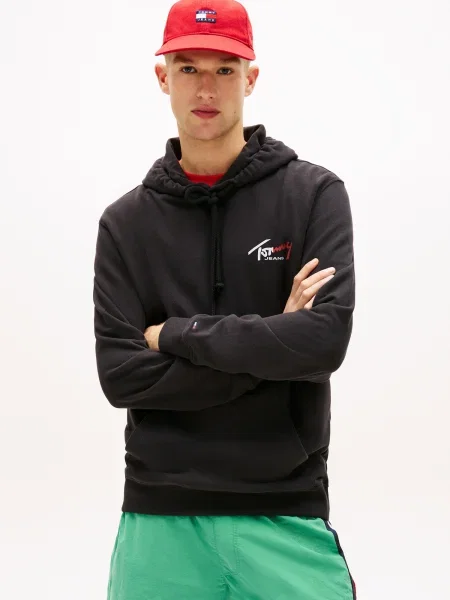 Palton Tommy Jeans cu autograf alb