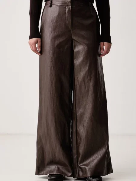 Kaos pantaloni pentru femei din imitație de piele maro