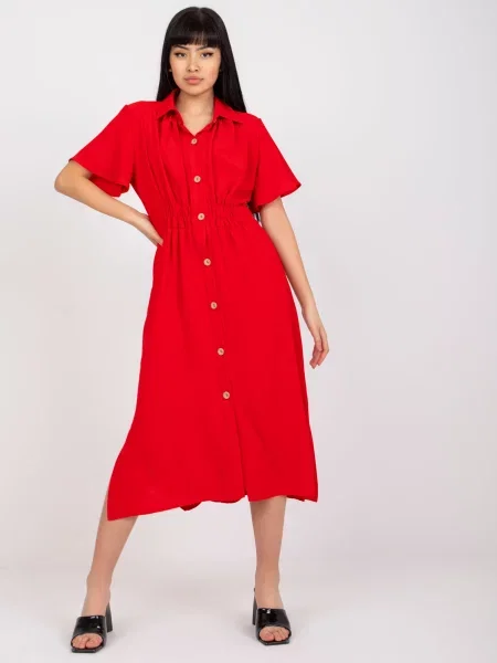Rochie midi Fashionhunters până la genunchi de costum roșu
