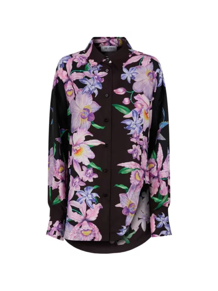 Lung cămașă The Attico cu model floral cu imagine negru
