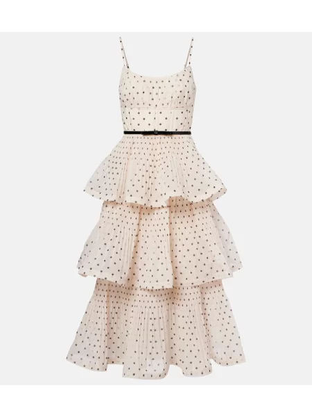 Rochie midi Zimmermann cu buline până la genunchi de costum alb