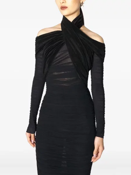 Rochie midi Mugler drapată negru