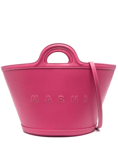 Geanta de piele Marni din piele roz