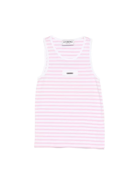 Top Iceberg bez rękawów w paski różowy