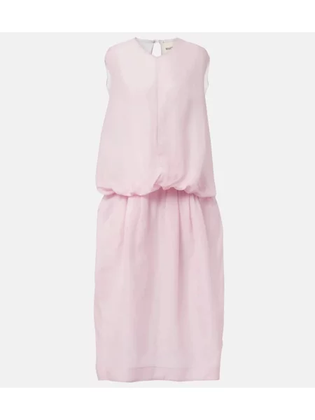Rochie midi Khaite de mătase până la genunchi de costum roz