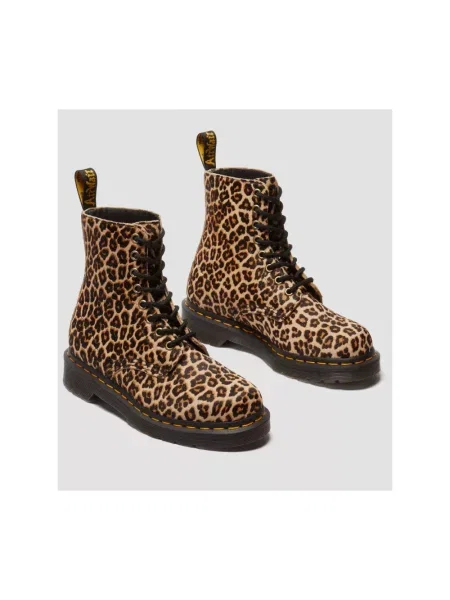 Botki Dr. Martens skórzane w panterkę klasyczne brązowe