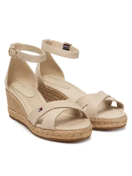 Tommy Hilfiger Espadrilės Mid Wedge Espad X Cross smėlio